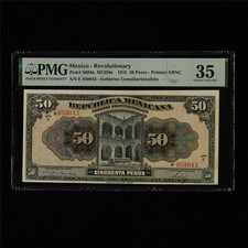 1915 Mexico - Revolutionary 50 Pesos Pick#S688a PMG 35 Choice Very Fine