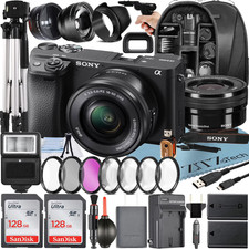 Sony Alpha Mirrorless Digital Camera 16-50mm Lens 2 Pack SanDisk 12 5