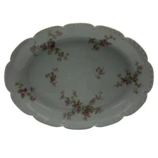 Schleiger 67G Haviland & Co Limoges France 11" Oval Platter White, Pink Floral