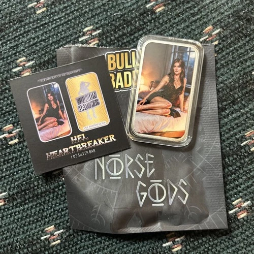 Bullion Baddies Hel Heartbreaker Norse God's Series Silver Art Bar 1 Oz