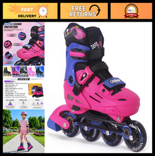 Adjustable Kids Inline Skates with Light-Up Wheels - Boys Girls Ages 6-12, Coo