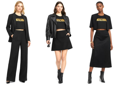 Moschino Couture Milano Cropped Tee Top T-Shirt Gold 3D Applique New L