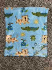 HTF Cuddle Me Blue Tiger Alligator Turtle Bird Frog Sun Baby Blanket
