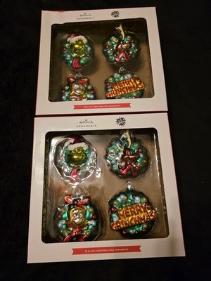 Hallmark Dr. Seuss How the Grinch Stole Christmas! Glass Ornaments (2) Set of 4