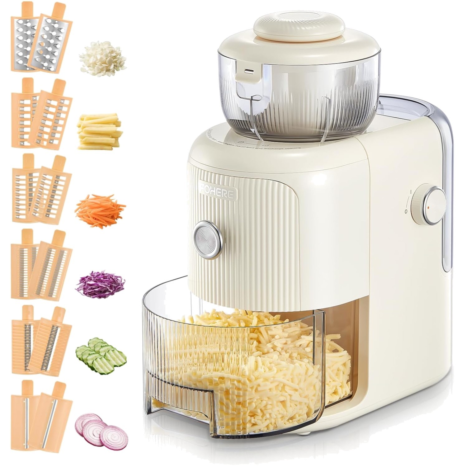 Käsereibe, Gemüseschneider elektrisch, Zwiebelhacker, Küchenmaschine, Schneid...