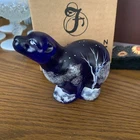New ListingFenton Vintage Hand-Painted Glass Cobalt Polar Bear Figure Signed Winter Scene
