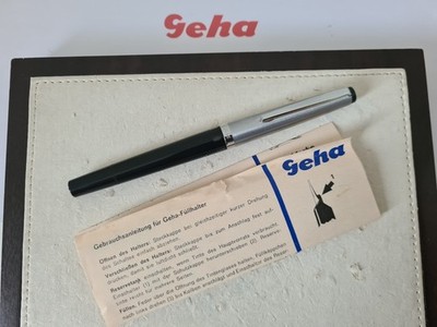 GEHA 711K ''M'' Nib Gold Plated Black Fountain Pen Piston Fountain Pen 1970-1981 Vintage