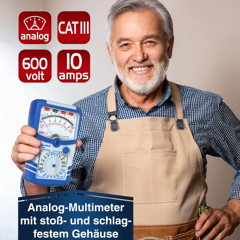 P 3385 Analog Multimeter – Messgerät mit Voltmeter Amperemeter Durchgangsprüf... - Bild 4 von 4