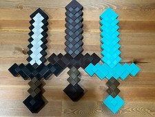 Minecraft Swords 3pcs Pre Owned Diamond, Netherite, Stone