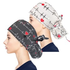 Adjustable Working Cap Button Sweatband Women Ponytail Pouch Long Hair