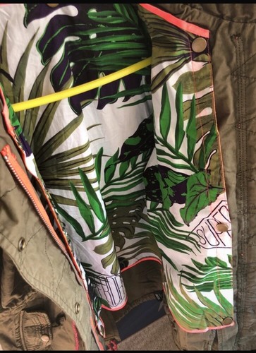 Superdry Limited Edition Flag Jacket, Tropical Lining, Green, Hidden Hood, 10-12 - Picture 5 of 10