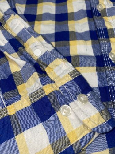 Camicia Tommy Hilfiger uomo XL blu giallo a quadri con bottoni manica lunga vestibilità personalizzata - Foto 4 di 11
