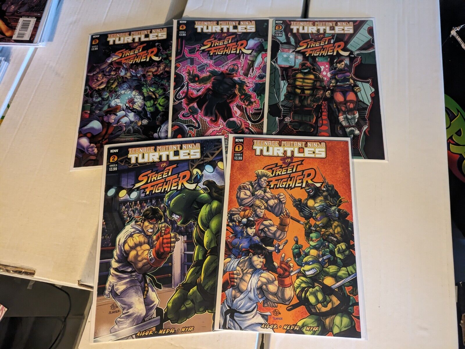 TMNT Teenage Mutant Ninja Turtles Vs. Street Fighter #1-#5 Complete Set IDW 