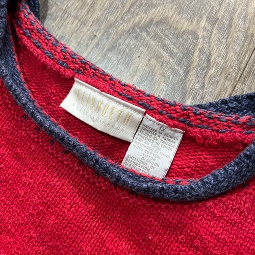 Suéter Corto Cuello Redondo Tejido Bandera Americana Rojo Años 90 De Colección Para Mujer Talla XL - Imagen 4 de 5