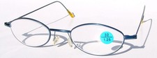 NWT Vintage 90's Mini Oval Metal Reading Glasses 2.00 Blue 