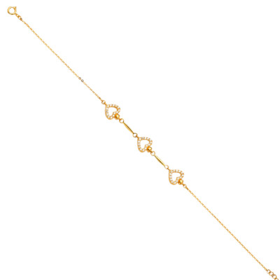 GOLD - 14K Gelbgold Zirkonia Lichterkette Armband - 7+1''