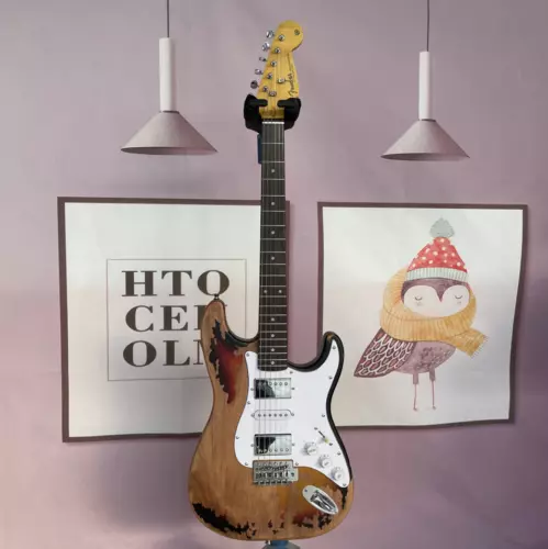 Relic Primary ST Electric Guitar Solid H-S-H Pickups 21 Frets White Pickguard