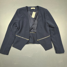 Philosophy Women's Blazer Jacket Small Blue Open Front Zip Pockets Business NWT