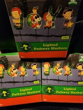 3 Snoopy And Peanuts Holiday Lighted Pathway Markers Outdoor Charlie Brown JOY