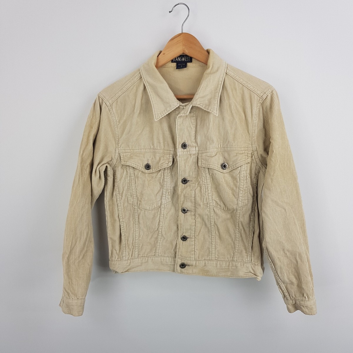 Jeanswest Womens Size Cream Beige Corduroy Crop Vintage Jacket