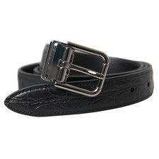DOLCE & GABBANA Belt Black Leather Silver Metal Buckle Men s.95cm / 38in 750 usd