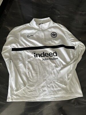 Original Nike Eintracht Frankfurt Hold Zip Zipper Sponsor Teamwear Gr.M Weiß