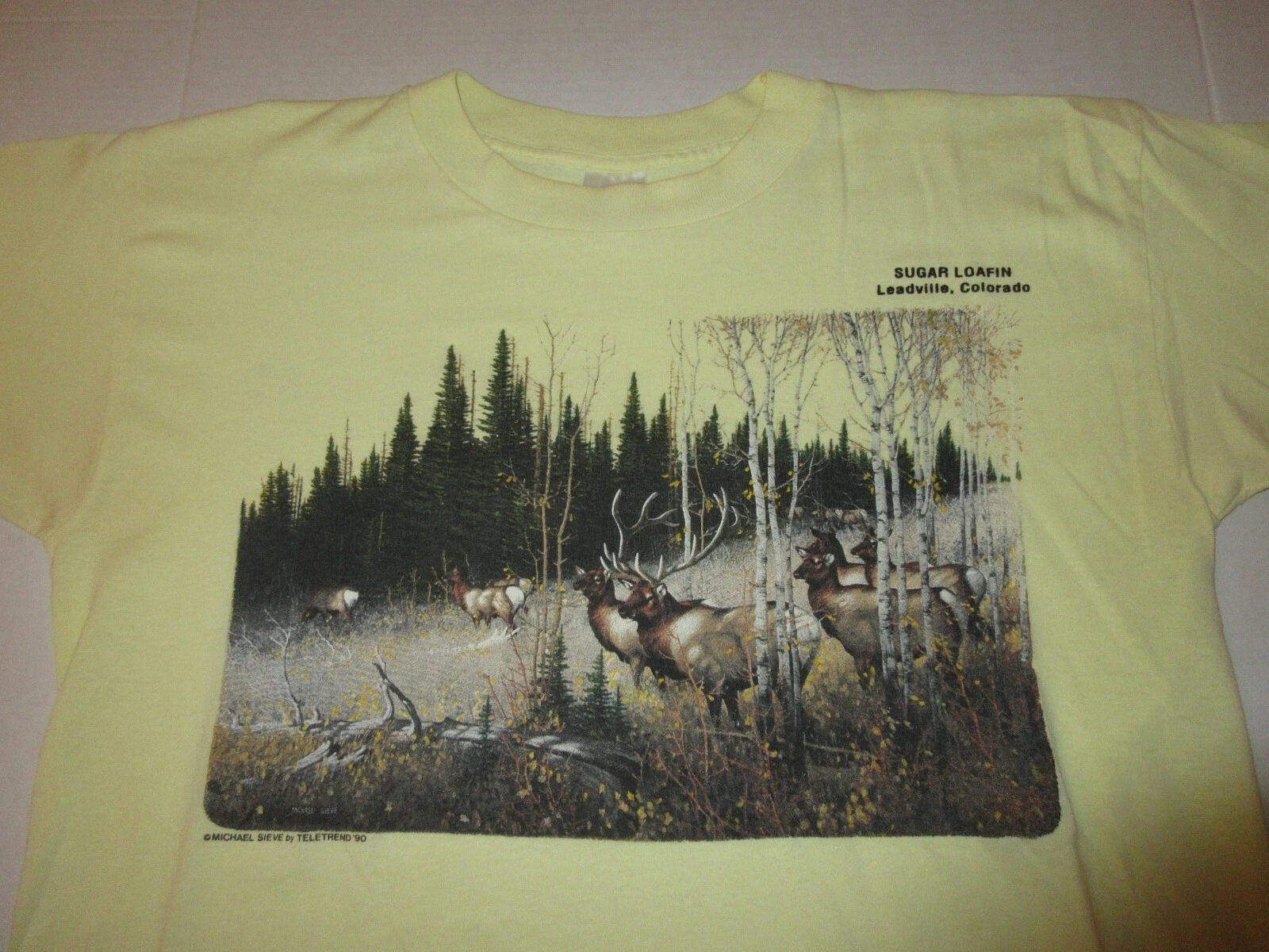 Vtg Sugar Loafin Leadville Colorado Camping Ski Elk Hunting T Shirt Large 50/50