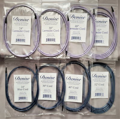 Denise Interchangeable Knitting Extra Long Cord Blue Lavender 24''  30'' 40'' 52'' 