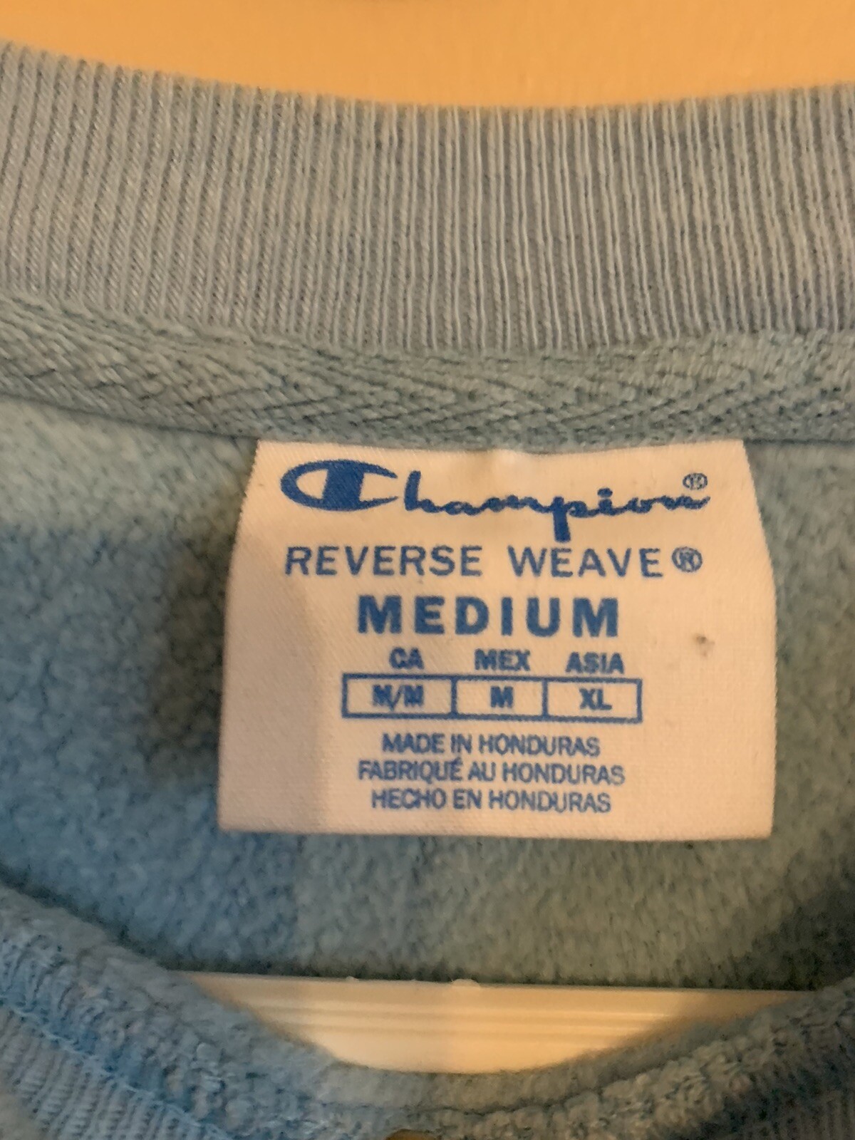 Champion Reverse Weave Blue Script Logo Crewneck … - image 4