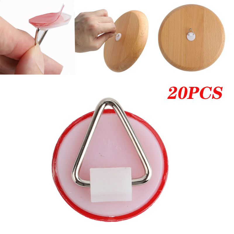 20X Plate Self Adhesive Picture Hanger Invisible Hooks Sticky Wall