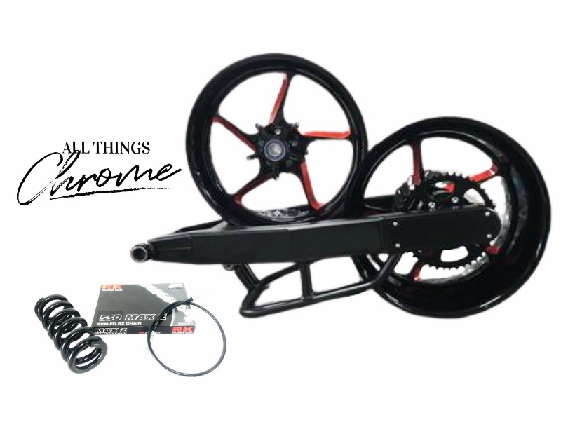 HAYABUSA 240 FAT TIRE KIT BLACK & ORANGE JEDI WHEELS 1999-2007 SUZUKI HAYABUSA