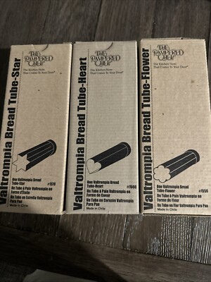 The Pampered Chef Valtrompia Bread Tube Heart Star Flower Shaped NEW Lot Of 3