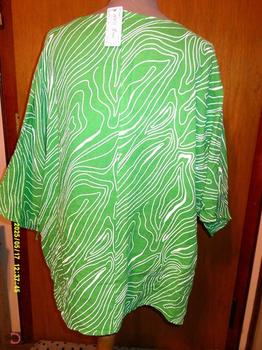Made in Italy 100%Lino Shirt grün weiß Neu Gr.XXL Lagenlook - Bild 2 von 4