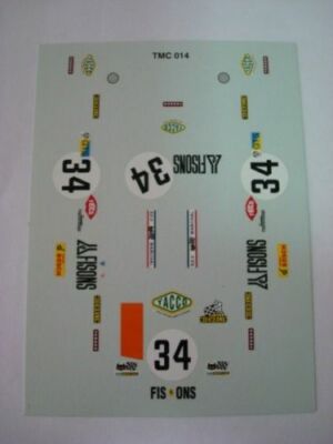 1/43 Abziehbilder Slot FERRARI 365 GTB4 DAYTONA lm 1973 FISONS N.34 Deko