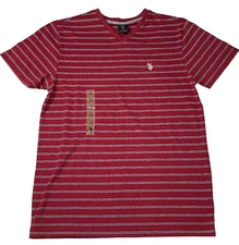 US Polo Assn Striped V Neck T Shirt Small S Red