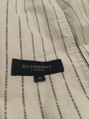 Burberry Mens Pinstripe Logo White Pyjamas Sleepwear Size S