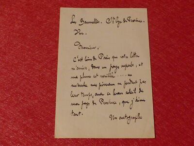 Signed Letter Autographed Gabriel Ferrier (Orientalist Painter) 1907