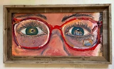 The Red Glasses, Oil Painting, Frame, by Van Ness