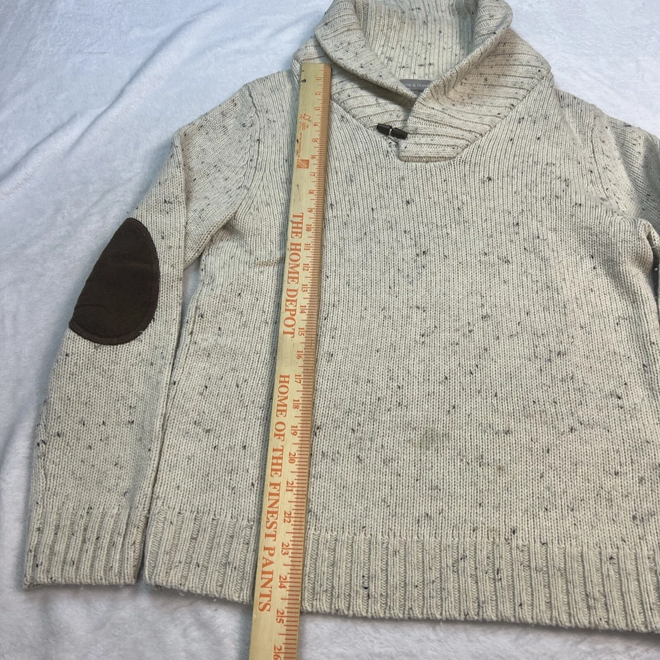 Suéter para hombre Grayson & Dunn talla S mezcla de lana pulóver crema parche en el codo tejido Foto 2 de 4