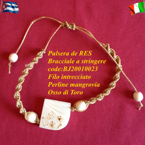 Bracciale Perle mangrovia Osso toro Filo intreccio Cuba Trinidad Pezzo unico - Foto 2 di 6