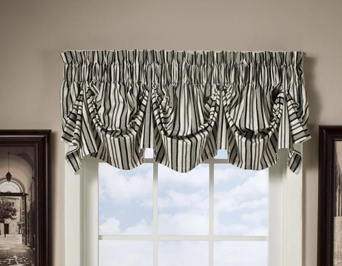 Today's Curtain Gabrielle Valance 70" Width x 16" Length Black 100% Cotton Duck