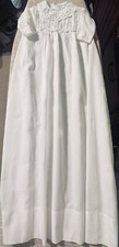Vintage French Victorian Christening Gown Broderie Anglaise Fine Pin Tucks Lawn
