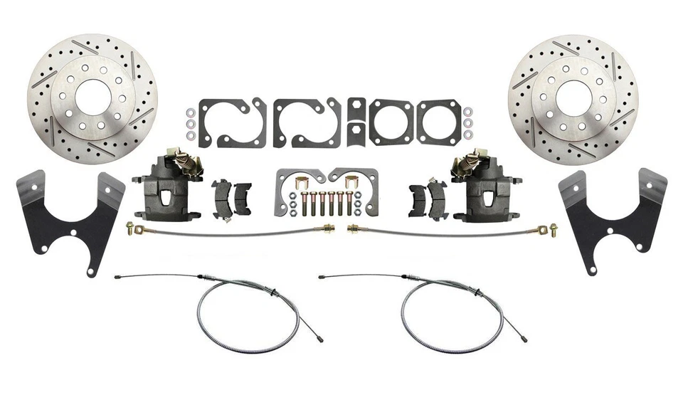 Kit de conversión de freno de disco trasero Camaro 10/12 pernos rotores ranurados perforados 1970-74  Foto 2 de 4