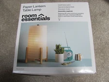 Paper Lantern Table Lamp Natural Wood - Room Essentials: ETL Listed, Metal Base