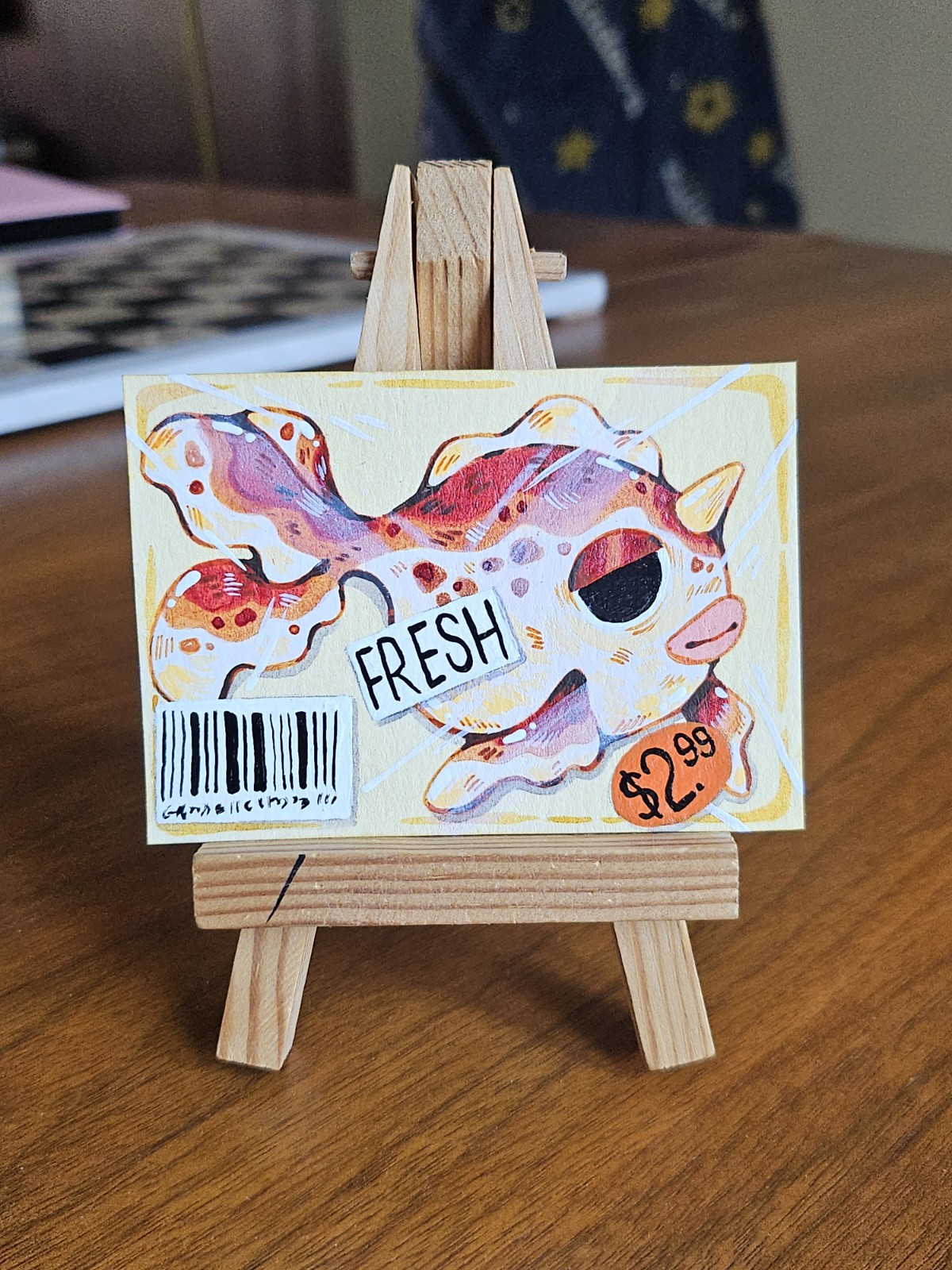ACEO Original Goldeen Fresh Fish Pokémon Drawing Grocery Art by kateydew