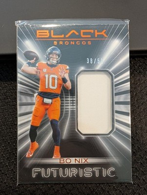 2025 Panini Black Bo Nix #FUT-BNX  Futuristic Jersey Patch Card #/50