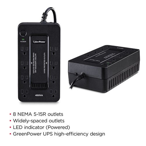 CyberPower SE450G1-R 450VA/260W UPS System,8 Outlets,Black-Certified Refurbished - 第 4/10 張圖片