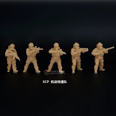 3D printed 1/72 Modern SCP Mobile Task Force Operation Team 5 man group model