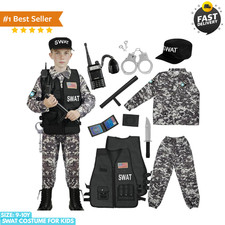 SWAT Costume for Kids Police Officer Costume Boys Girls with Vest