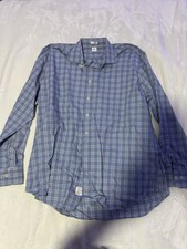 NWOT Men s Peter Millar Plaid Long Sleeve Size XL Blue/Orange Dress Shirt